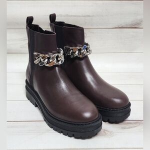 New Marc Fisher Parrie Lugsole Bootie in Burgundy Leather Size 9